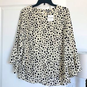 NWT, Cream and Black Blouse, “Wishlist Apparel”, Size L